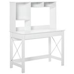 HOMCOM Computer Desk with Storage, Study Table with Bookshelves for Writing Work Bedroom Home Office Workstation, White