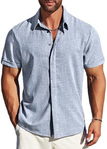MAPICK Mens Linen Button Down Shirt – Short Sleeve Lightweight Breathable Summer Business Casual, Beach & Wedding Guest