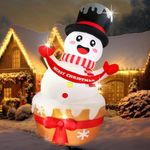 Fanshunlite 8FT Christmas Giant Inflatable LED Light Large Snowman Blow Up Yard Decorations for Xmas Home Garden Family Prop Lawn Holiday Indoor Decor, Cake Cup Snowman