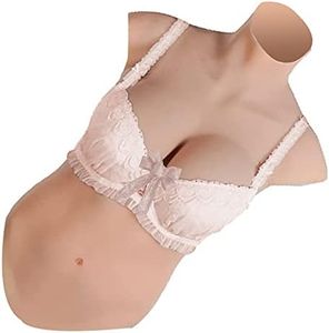 YRZGSAWJ Silicone Breastplate Half Body Crossdresser Breasts silicone boobs Non Sticky Matte Skin for Crossdressers Drag Show (Nude, XL-Silicone filled)