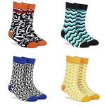 DYNAMOCKS Socks for MEN and WOMEN - (Combo Pack of 4 | Crew Length | Material: Combed Cotton | Multicolour | Size: Free (UK 7-12)) (#2 Pack of 4)