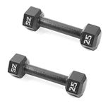 Amazon Brand - Symactive Cast Iron Solid Hex Dumbbell, Set of 2, 2.5 Kg