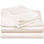 600 Thread Count 100% Long Staple Soft Cotton, 4 Piece Sheets Set, RV Short Queen Size,Smooth & Soft Sateen Weave, Ivory Solid