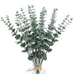 Dremisland 15pcs Eucalyptus Stems Decor Artificial Eucalyptus Leaves Real Touch Artificial Plants Faux Branches for Wedding Bouquets Table Centerpiece Floral Arrangement Farmhouse Home Decor (15PCS)