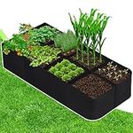 Sinimaka Fabric Raised Garden Bed, 128 Gallon 8 Grids Plant Grow Bags, 3x6 FT Garden Bag for Growing Vegetables Potatoes Flowers Herbs, Rectangle Planting Container Bags for Outdoor Gardening