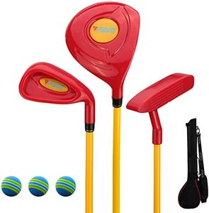 PGM Children's Golf Club Set - Can Hit Real Balls, Includes Wood, Iron, and Putter Clubs, Great for Beginner Boys and Girls, Instructional Training Set