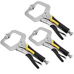 KOHAND 3 Pack C Clamp Locking Pliers 11 Inch/28cm, Adjustable Welding Vice Grips C Clamps with Swivel Pads and Plastic Handle, Nickel Plated C Pliers for Woodworking, Aligning, Welding