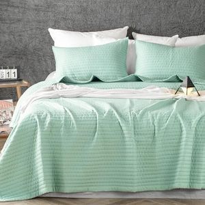 KASENTEX Quilt-Bedding-Coverlet-Blanket-Set, Machine Washable, Ultra Soft, Lightweight, Stone-Washed, Detailed Stitching - Reversible Solid Color (Green, Oversized King + 2 King Shams)