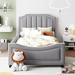 Twin Size Upholstered Bed with Belg