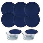 Wood Grip | Lids for Pyrex and Anchor Round Glass Containers | Lids For Pyrex Glass Containers | Replacement Lids (Blue, 2 Cups, 6 Pack)