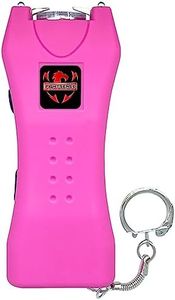 FIGHTSENSE Super Heavy Duty Keychain Stun Gun with Flashlight for Men and Women self Defense Device, Rechargeable Stun Gun, Nylon Holsters (Pink USB)