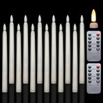 JACEPFY LED Taper Candles 12PCS Battery Operated Tapered Candle Lights with Remote Control Flickering Flameless Ivory Timer Candles for Home Easter Wedding Window Decor