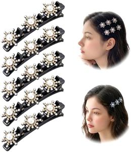 5 Pcs Hair Clips for Styling, Crystal Stone Braided Hair Clips, Sparkling Crystal Stone Braided Hair for Thick Thin Hair, Hair Accessories for Styling Sectioning (Gold)