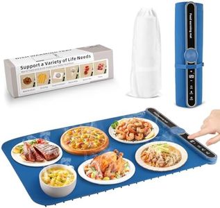 Gxpjycfob Chauffe Plat Électrique Pliable, Plateau Chauffant Électrique Flexible, Tapis Chauffe Plat électrique avec 9 Réglages de Température 40°C to 120°C pour Buffets Fêtes 60X38CM (Bleu)
