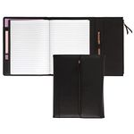 Samsill Professional Faux-Leather Padfolio for Women with Magnetic Flap Closure, Pen Loop and Side-Loading Notepad, Black