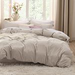 Bedsure Light Khaki Duvet Cover King Size - Soft Prewashed King Duvet Cover Set, 3 Pieces, 1 Duvet Cover 104x90 Inches with Zipper Closure and 2 Pillow Shams, Comforter Not Included