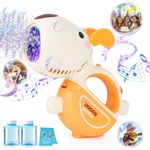 deAO Bubble Machine, Bubble Gun with Lights Music, Portable Automatic Bubble Maker Toys for Kids Toddlers Boys Girls, 2 Bottles of Bubble Solution, Outdoor Indoor Garden Wedding Party (Animal, Yellow)