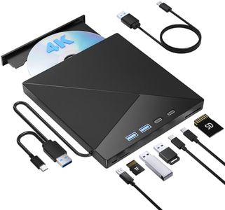 7 IN 1 External Blu Ray Drive, 4k Blu Ray Burner with USB 3.0 Type-C Portable Blu Ray Drive, CD DVD Burner 3D BD Player with SD/TF Ports, 4k Optical Drive Compatible with Windows MacOS Laptop Desktop