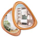 MAGFLERUM Asymmetrical Mirror Set of 2, 15 * 10 inch Irregular Wall Mirror, Small Wood Mirror, Hanging Vertically and Horizontally. Mirrors for Wall Decor (Red Walnut)