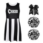 Hotfiary Cheerleader Outfit for Girls Toddler Halloween Cheerleading Outfit Cheer Uniform for Party 3-12 Years