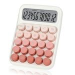 FIOVER Mechanical Switch Calculator, 12 Digits, Large LCD Display, Cute Pink Desktop Calculator with Big Buttons, Aesthetic Calculator for Office, School, Home & Business Use, Automatic Sleep