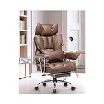 Efomao Desk Office Chair 400LBS, High Back Office Chair,PU Leather Office Chair, Executive Office Chair, Reclining Office Chair, Brown Office Chair with Lumbar Support and Leg Rest