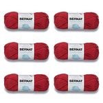 Bernat Handicrafter Cotton Country Red Yarn - 6 Pack of 50g/1.75oz - Cotton - 4 Medium (Worsted) - 80 Yards - Knitting/Crochet