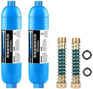 Lifefilter RV Inline Water Filter, NSF Certified, Reduces Chlorine, Bad Taste, Odor, Dedicated for RVs and Marines, 2 Pack Drinking Filter with 2 Flexible Hose Protector