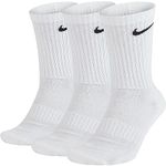 Nike Unisex Everyday Cotton Cushioned Training Crew Socks 3 Pack, White, Large