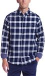 Weatherproof Vintage Men’s Flannel Shirt, Regular Fit Cotton Plaid, Classic Collared Neck Long Sleeve Flannel Shirt for Men, Blue Print 2X-Large