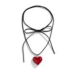 Caiyao Y2K Colorful Big Heart Shape Pendant Necklace Simple Chunky Transparent Glass Puffy Love Heart Beaded Clavicle Chain Necklace Aesthetic Hip Hop Jewelry for Women, Glass, alloy
