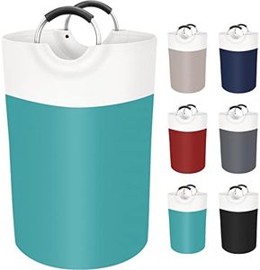 BlissTotes Laundry Basket, Laundry Hamper, Collapsible Laundry Baskets, Dirty Clothes Hamper, Waterproof Laundry Basket with Foam Protected Aluminum Handles for College Dorm, Family 75L (Green)