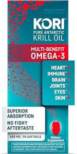 Kori Krill Oil Omega-3 400mg, 90 Mini Softgels, Multi-Benefit Omega-3 Supplement with Superior Omega-3 Absorption vs Fish Oil and No Fishy Burps