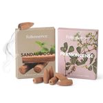 Folkulture Backflow Incense Cones for Waterfall, 30 Total Waterfall Incense Cones Scented, Dual Set - Sandalwood Incense, Natural Fragrances - Sandalwood & Frankincense Incense Cones (Sandalwood)