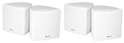 (4) Rockville Cube 3.5" 30w RMS White Home Theater Wall Speakers+Swivel Brackets