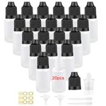 Apstaqeoo 20Pcs, 20Ml Plastic Dropper Bottles, Empty Squeezable Liquid Dropper Bottle Eye Droppers Sample Dispenser White Paint Dropper Bottles with Cap, Funnel, Label, Dropper for Essential Oil