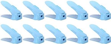 KQGO Shoe Slots Space Saver, Stackable Shoe Slot Organizer Space Saver, Easy Shoe Organizer, Shoe Storage, Blue Pack of 10