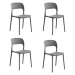 Set Of 4 Modern Style indoor outdoor Modern Retro Dining Garden Stackable Chairs (Grey)