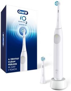 Oral-B iO Series 2 Rechargeable Electric Powered Toothbrush Starter Kit, Pure White with 2 Brush Heads - Automatic Pressure Sensor to Protect Gums - 3 Modes - 2 Min Timer