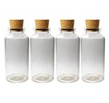 GIFTBASH Premium Borosilicate Glass Bottle with Cork Lid, Set Of 4, 100ml Each | Bottles for fancy Gift boxes and hampers | Can store oils | Kitchen Organizer | Multipurpose Bottles