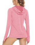 MAGCOMSEN Long Sleeve Workout Tops for Women SPF Activewear Hoodie Shirts Thumb Hole Cooling Workout Rash Guard, L Pink, L