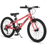 Glerc AMOS 20 inch Kids Bike for 6 7 8 9 Year Old Boys Girls Teen with Dual Handbrakes & Kickstand 6 Speeds Drivetraint, Red