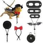 VavoPaw Bearded Dragon Lizard Leash Harness (S/M/L 3 Pack), Adjustable Leash Bat Wings Costume Accessories with Hat & Bow Tie Collar for Lizard Reptile, Gecko, Iguanas, Amphibians & Small Animals