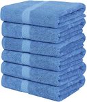 Utopia Towels Medium Cotton Towels, Towels for Pool, Spa, and Gym Lightweight and Highly Absorbent Quick Drying Towels, (Pack of 6) (24 inch x 48 inch , Electric Blue)