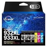 Uniwork Compatible Ink Cartridges Replacement Multipack for HP 932XL 933XL 932 933 XL for Officejet 6100 6600 6700 7110 7510 7610 7612(Black Cyan Magenta Yellow, 5 Combo Pack)