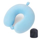 WENGX Travel Pillow Neck Pillow Memory Foam Travel Pillows Head Support Cushion for Airplane Train Car Office Travel Essential Flight Pillows for a Long Hauls Sleeping Rest (Pale Blue)