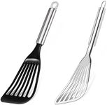 Tenta Kitchen Spatulas Stainless Steel Nylon Flexible Fish Turner Spatula Set of 2, for Fish, Egg, Meat, Dumpling Frying