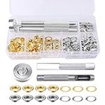 Grommet Kit, kuou 100 Sets 1/4 Inch Eyelets Punch Kit, Eyelets for Fabric with 3pcs Installation Repair Tools (Gold/Silver)