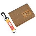 Rough Enough Boys Wallet for Preppy Teen with Keychain Tactical Style Cordura Beige Brown SD SIM Card Slot, Beige, Medium, Military Army