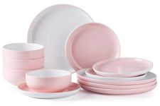 GBHOME Stoneware Plates and Bowls Sets, Ceramic Dinnerware Sets for 4, Scratch Resistant Dishes Set, Microwave & Dishwasher Safe & Oven Safe